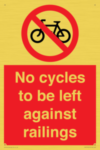 No cycles to be left against railings